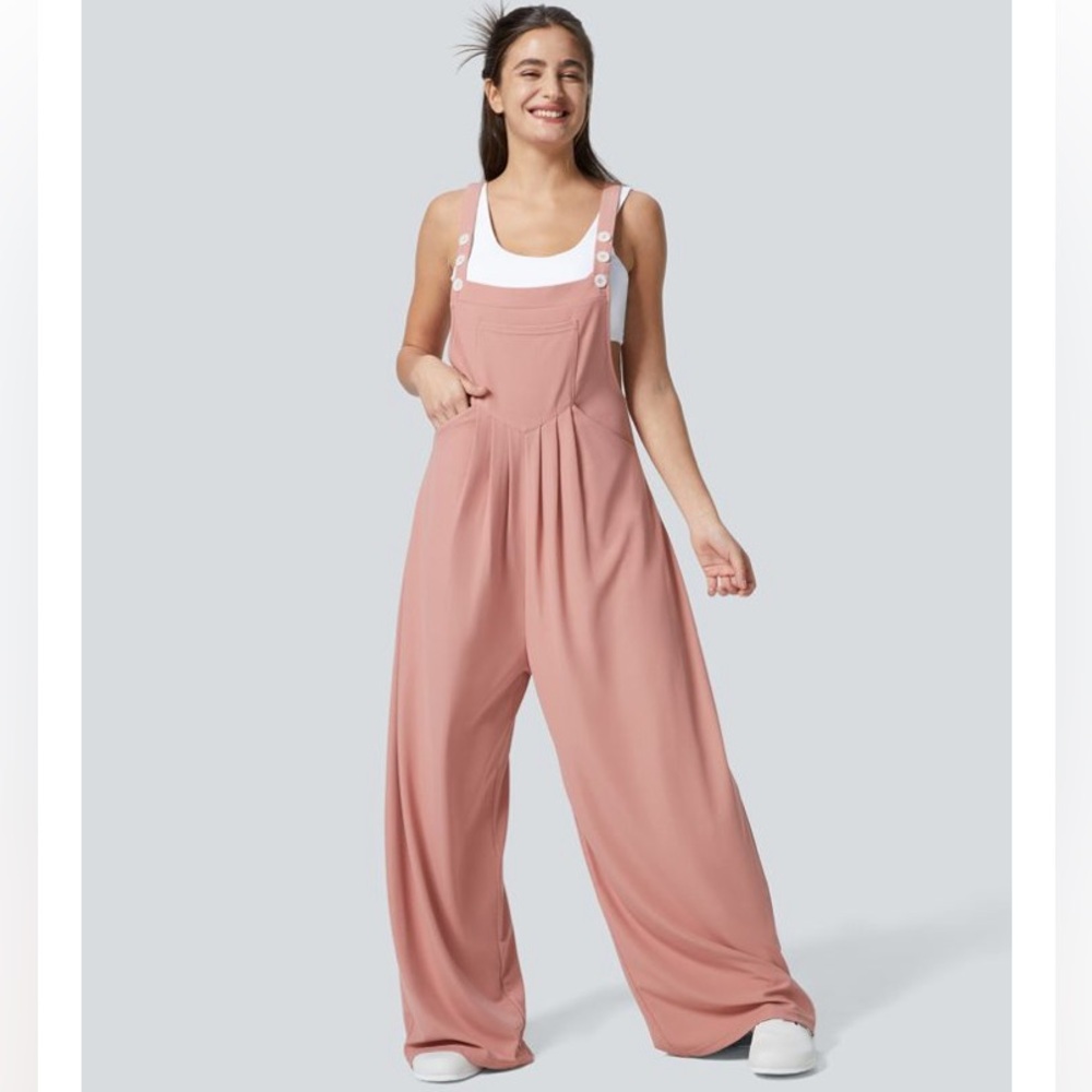 NWT Halara Pockets Waffle Casual Overalls, Large Petite